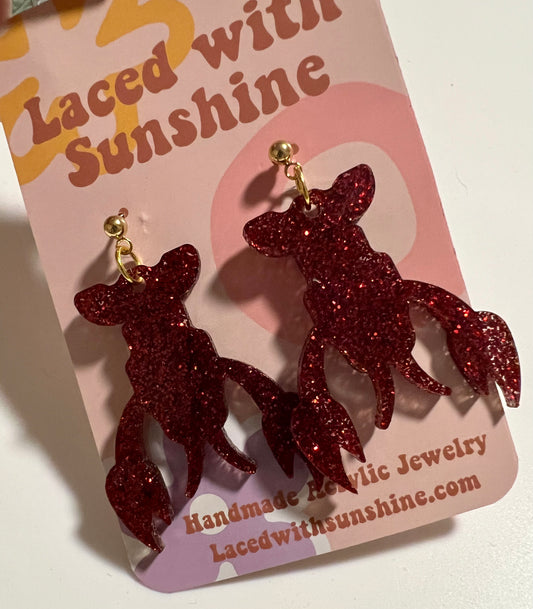 Sparkly Crawfish Earrings